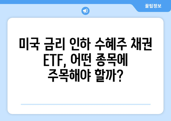 미국 금리 인하 수혜주 채권 ETF 수익 상승 기대