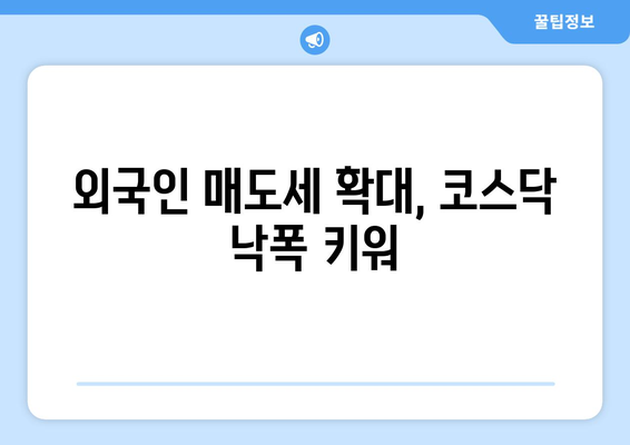 코스닥 11.3% 폭락 원인: 엔 케리 트레이드와 다가오는 미국 금리 인하