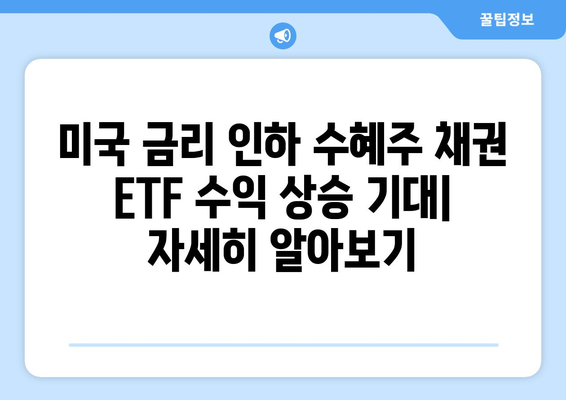 미국 금리 인하 수혜주 채권 ETF 수익 상승 기대